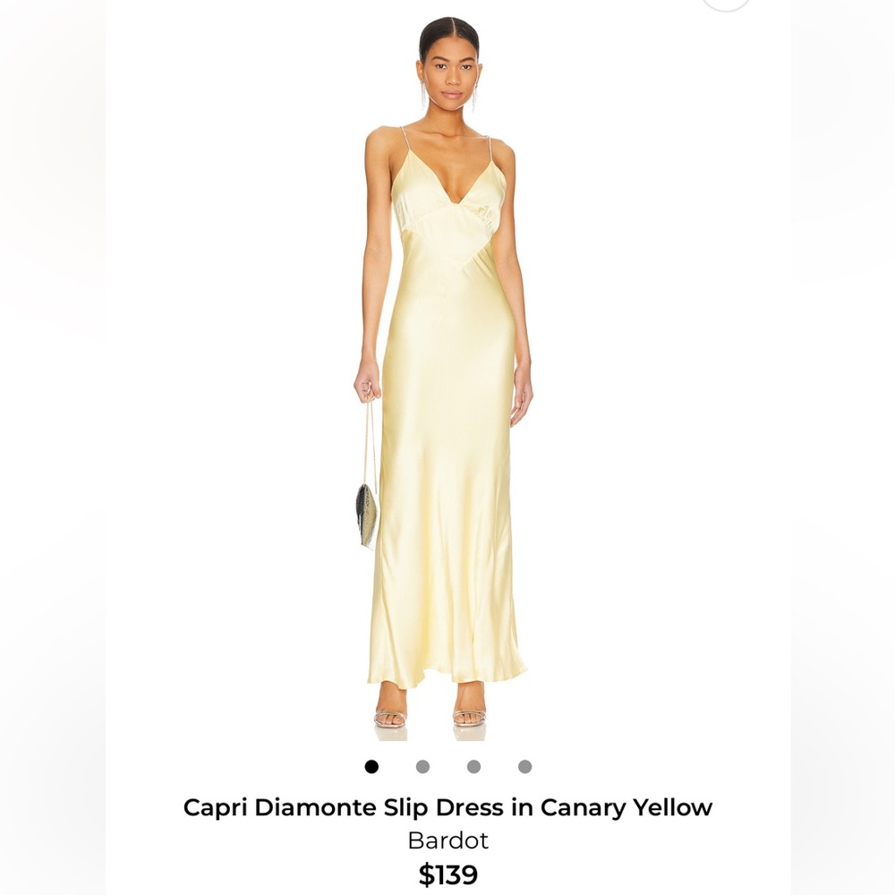 Bardot Capri Diamonte Slip Dress in Canary Yellow